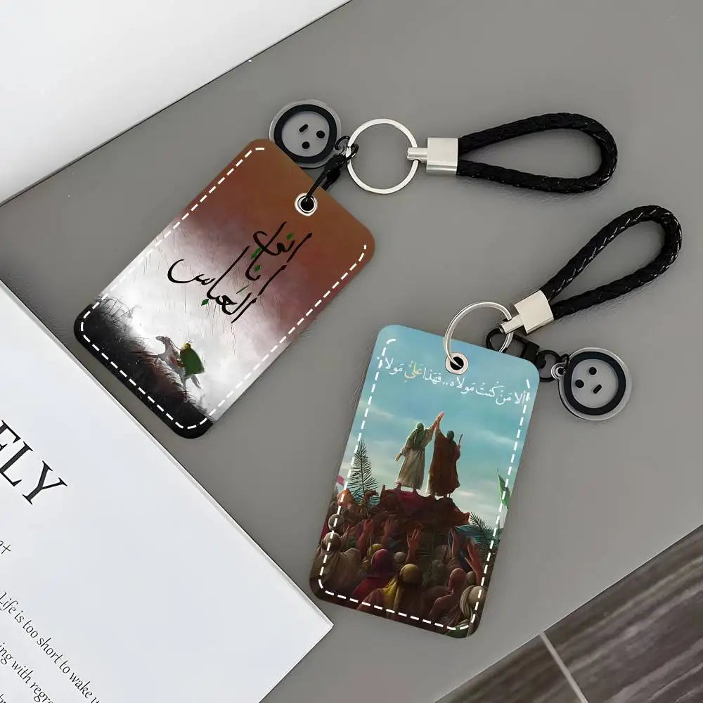 1pc Imam Hussain Ali Card Case Keychain Access Card Bag Key Tag Ring Lanyard