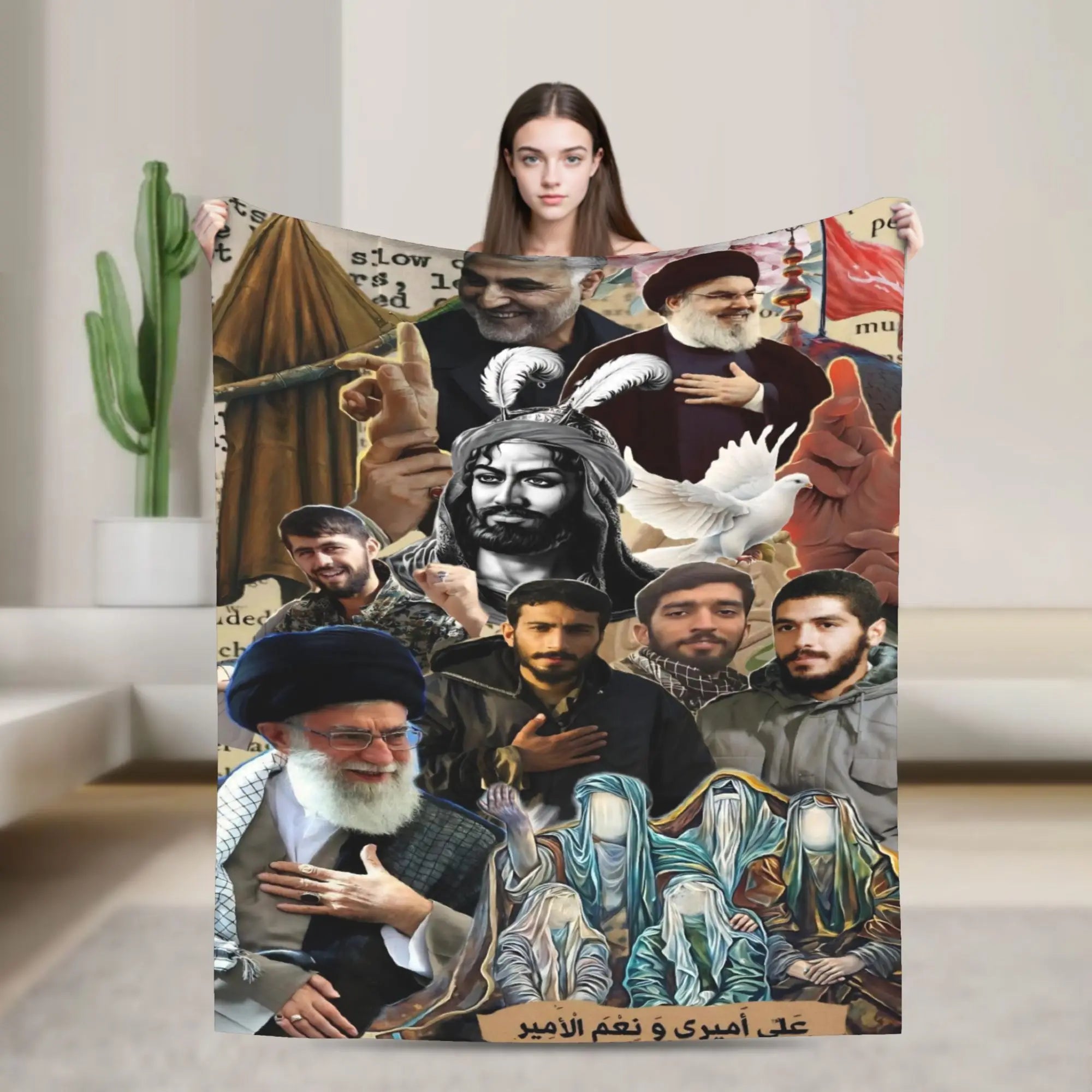 Soft Warm Blanket Ayatollah Sayyed Ali Khamenei Iranian Leader Throw Blanket  Flannel Bedspread For Couch Chair Sofa Bed Cover