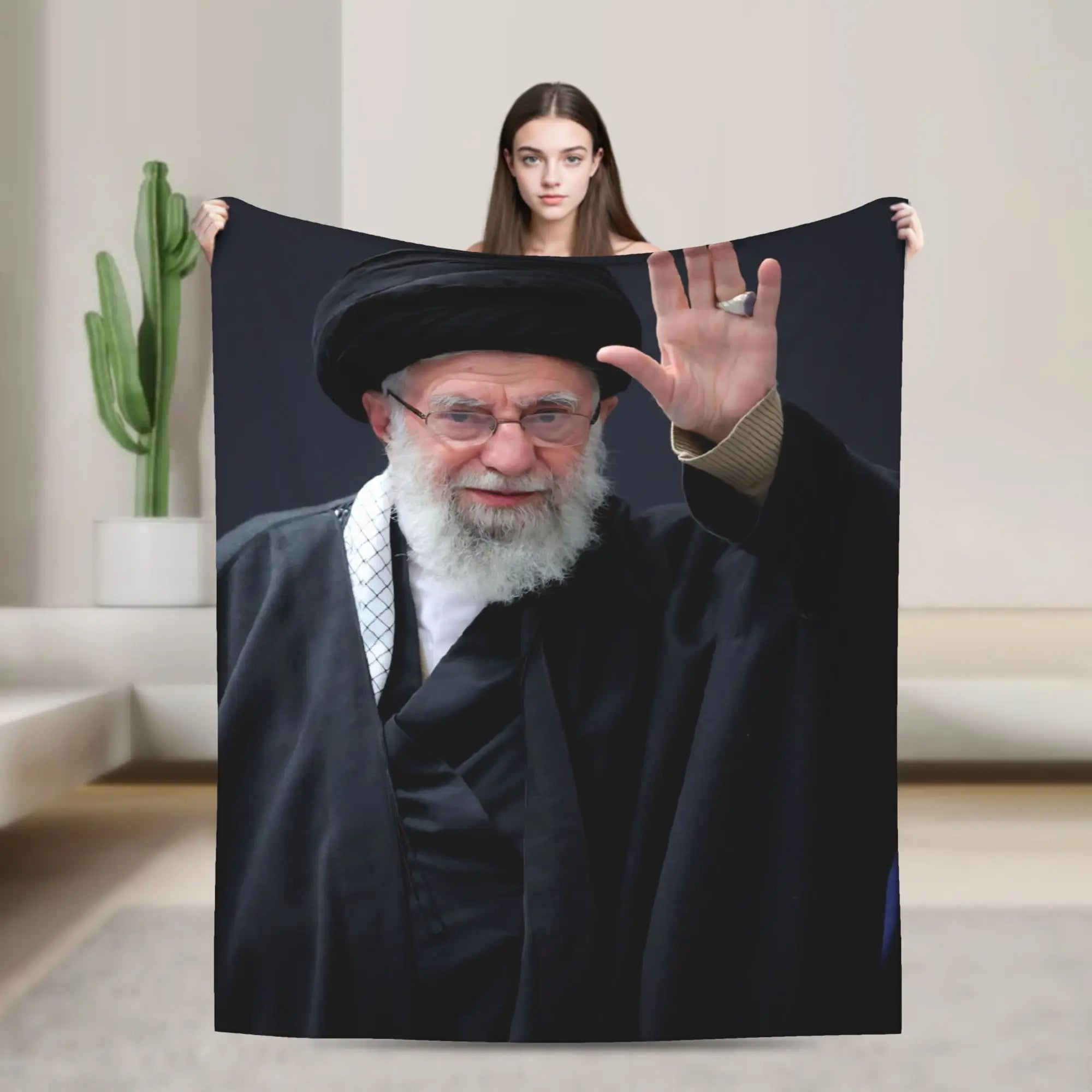 Soft Warm Blanket Ayatollah Sayyed Ali Khamenei Iranian Leader Throw Blanket  Flannel Bedspread For Couch Chair Sofa Bed Cover