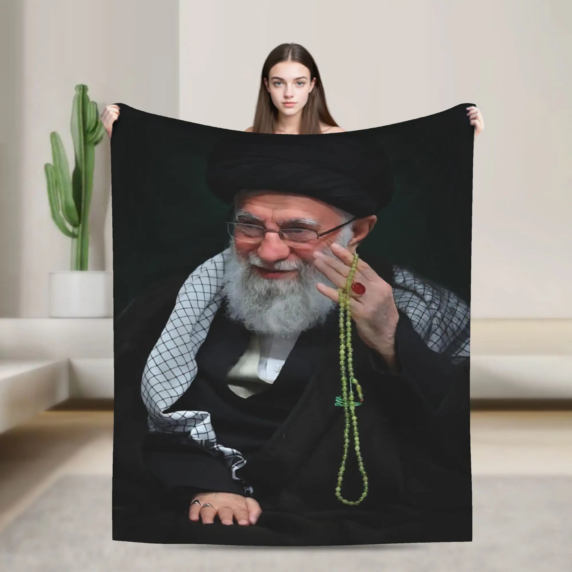 Ayatollah Sayyed Ali Khamenei Iranian Leader Blanket Aesthetic Throw Blanket Home Decor Flannel Bedspread Sofa Bed Cover