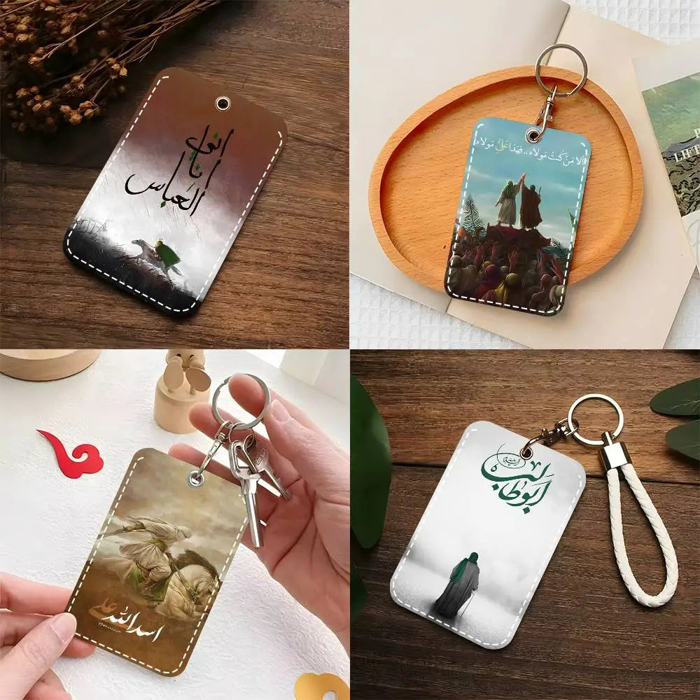 1pc Imam Hussain Ali Card Case Keychain Access Card Bag Key Tag Ring Lanyard