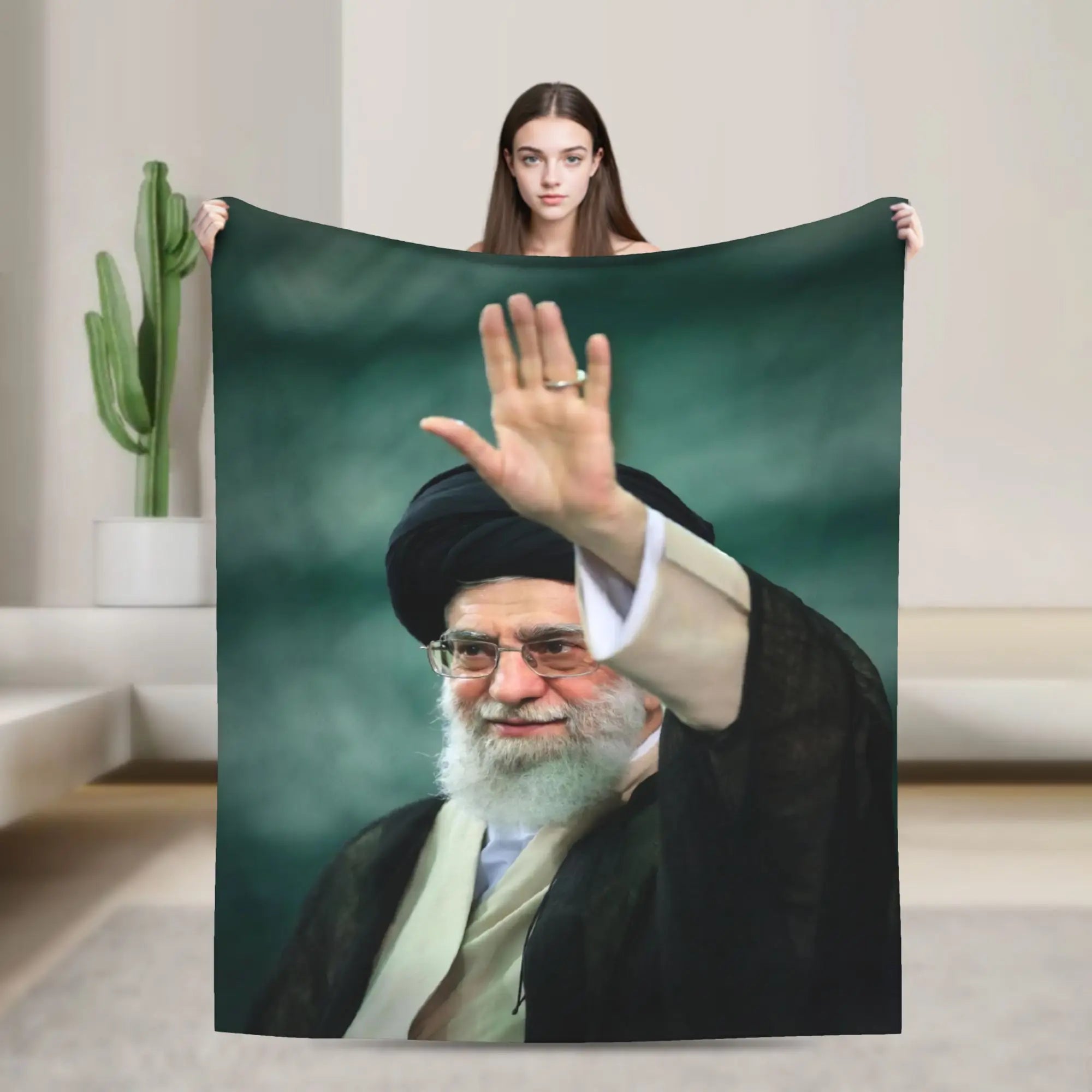 Soft Warm Blanket Ayatollah Sayyed Ali Khamenei Iranian Leader Throw Blanket  Flannel Bedspread For Couch Chair Sofa Bed Cover