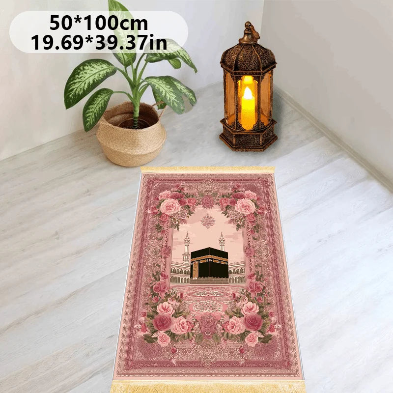 VIKAMA Vintage Rose Prayer Rug Comfortably Soft and Warm Non-Slip Indoor and Outdoor Pilgrimage Activities Prayer Mat