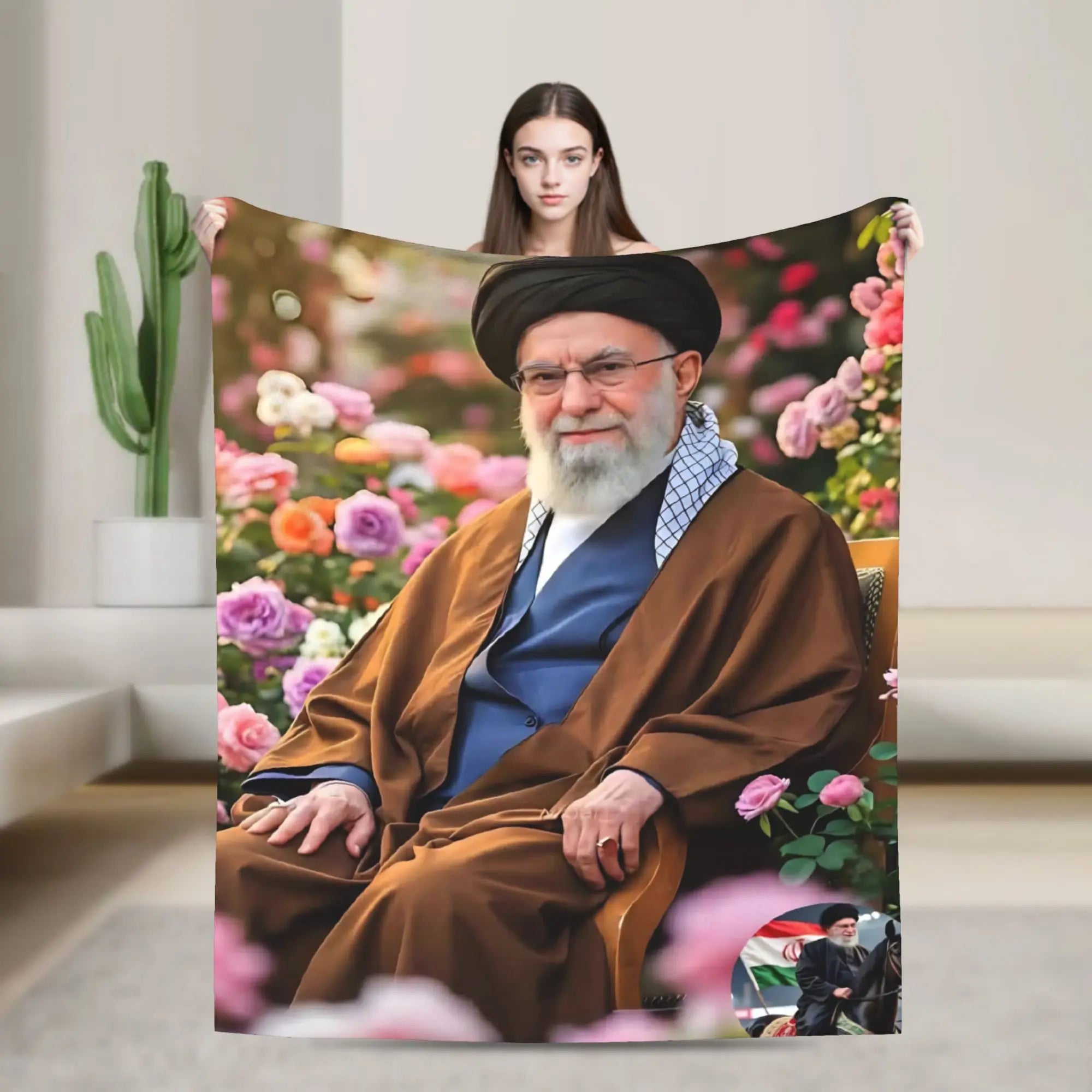 Soft Warm Blanket Ayatollah Sayyed Ali Khamenei Iranian Leader Throw Blanket  Flannel Bedspread For Couch Chair Sofa Bed Cover