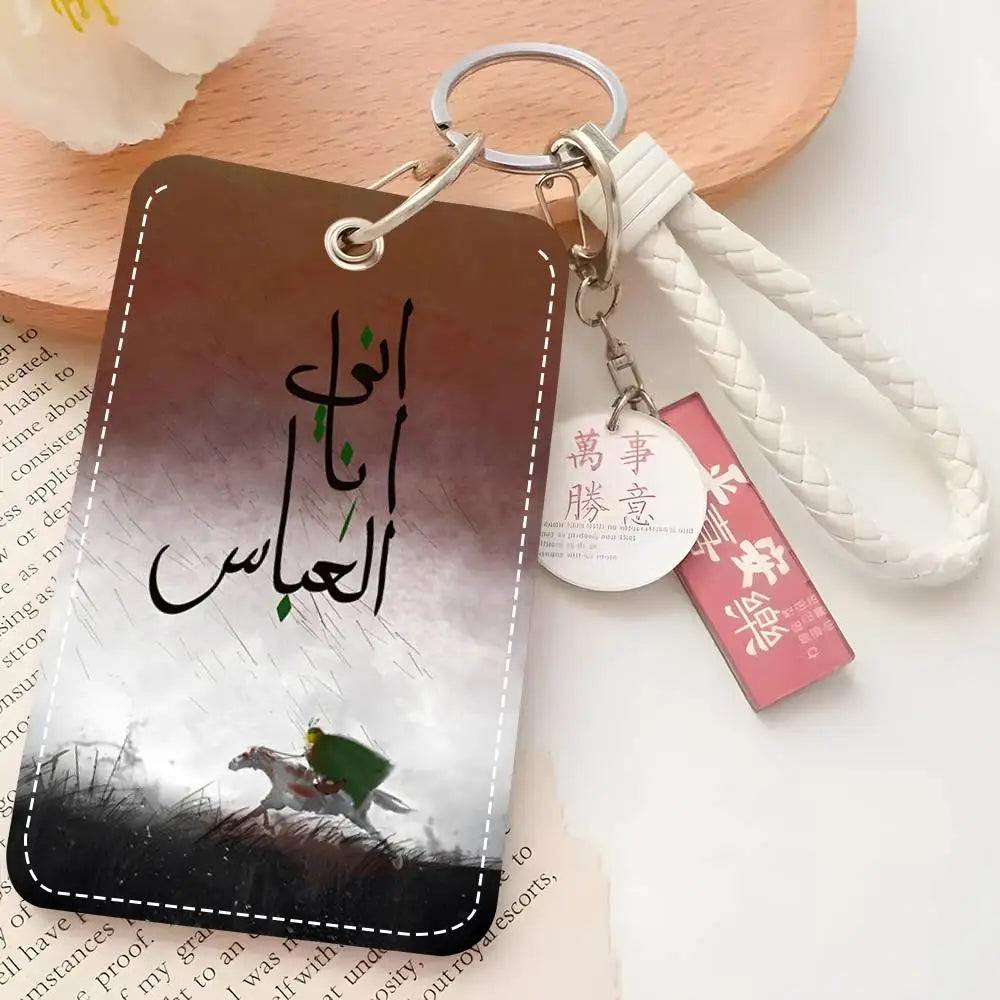 1pc Imam Hussain Ali Card Case Keychain Access Card Bag Key Tag Ring Lanyard