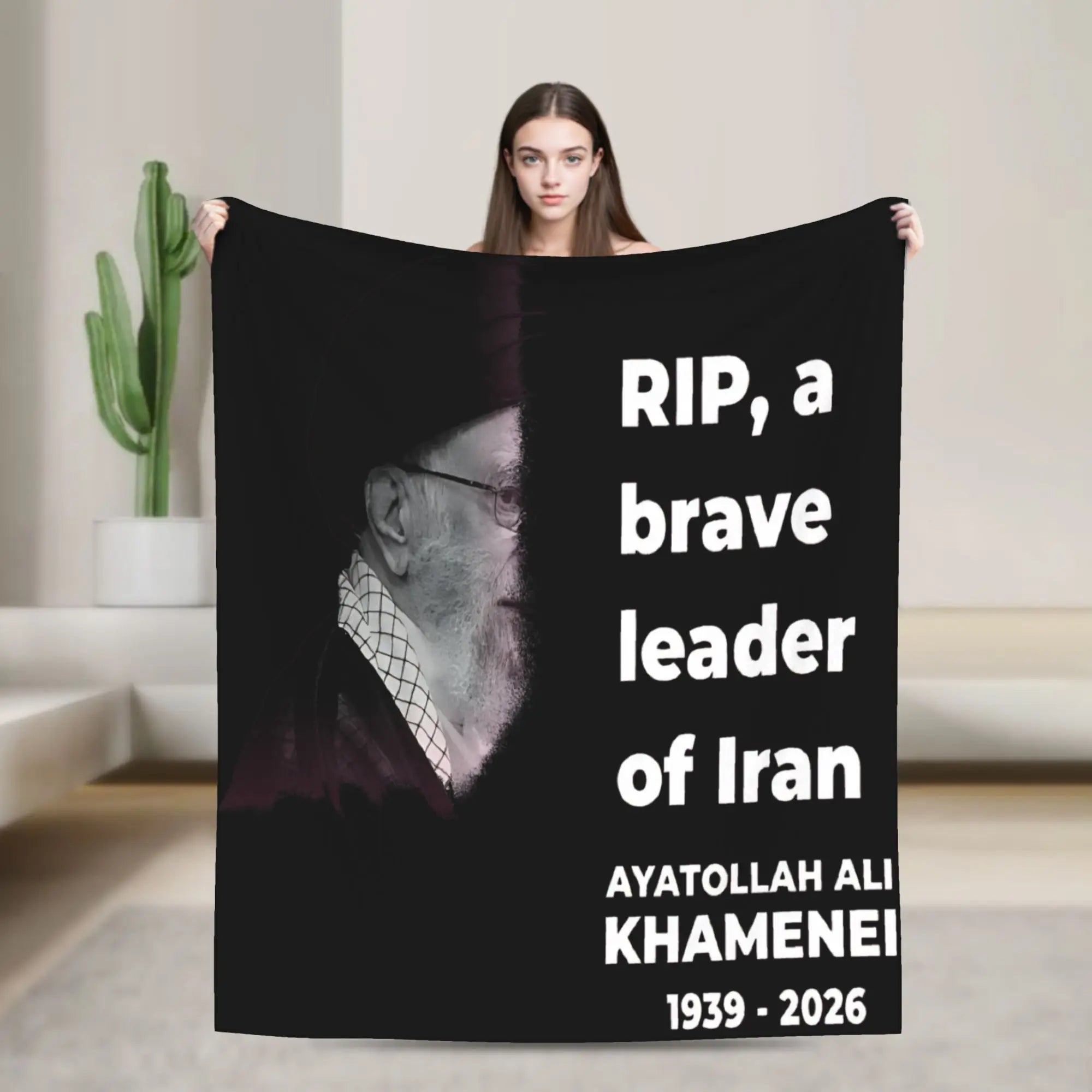 Ayatollah Sayyed Ali Khamenei Iranian Leader Blanket Aesthetic Throw Blanket Home Decor Flannel Bedspread Sofa Bed Cover