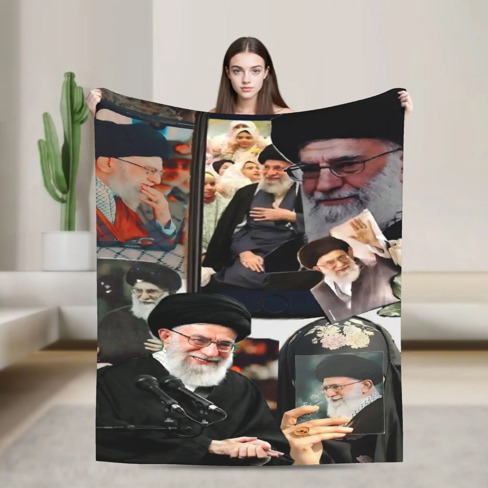 Ayatollah Sayyed Ali Khamenei Iranian Leader Blanket Aesthetic Throw Blanket Home Decor Flannel Bedspread Sofa Bed Cover