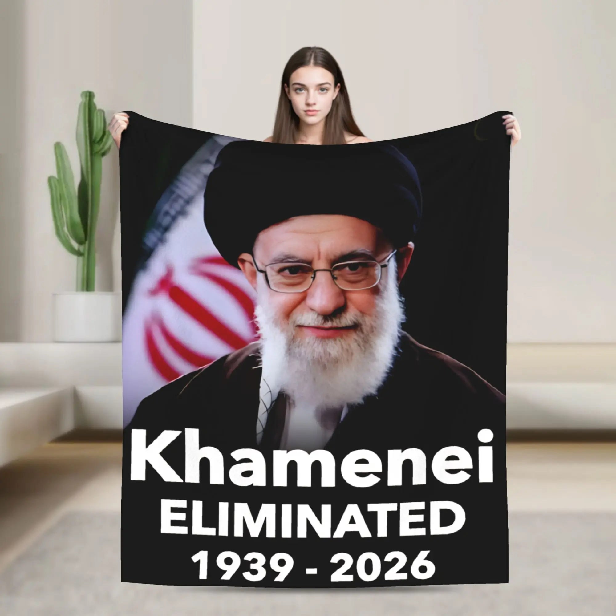 Ayatollah Sayyed Ali Khamenei Iranian Leader Blanket Aesthetic Throw Blanket Home Decor Flannel Bedspread Sofa Bed Cover