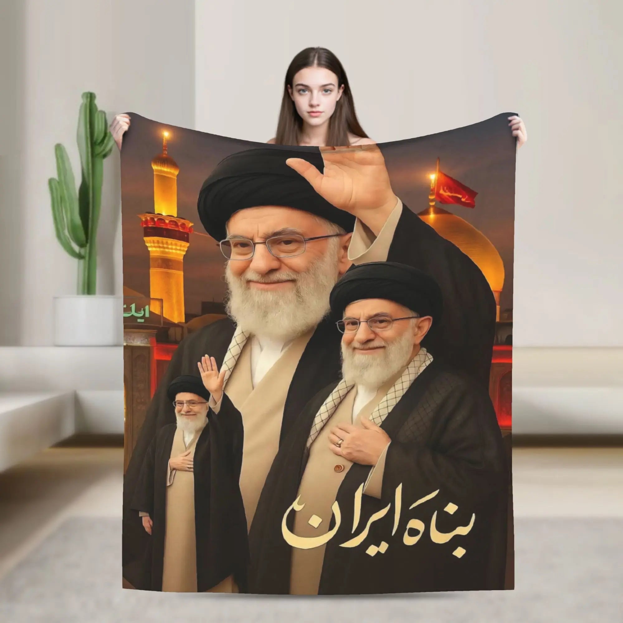 Soft Warm Blanket Ayatollah Sayyed Ali Khamenei Iranian Leader Throw Blanket  Flannel Bedspread For Couch Chair Sofa Bed Cover