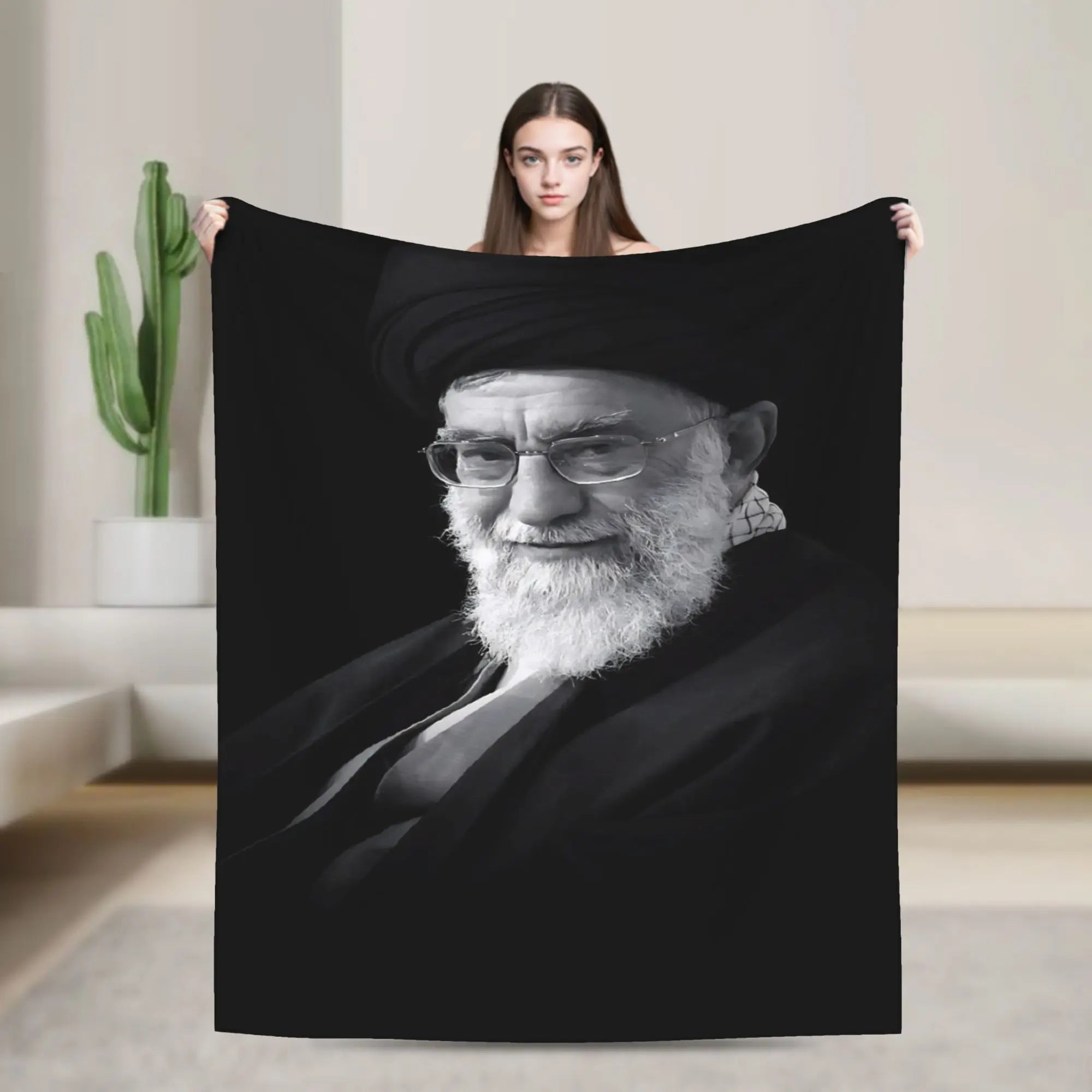 Soft Warm Blanket Ayatollah Sayyed Ali Khamenei Iranian Leader Throw Blanket  Flannel Bedspread For Couch Chair Sofa Bed Cover