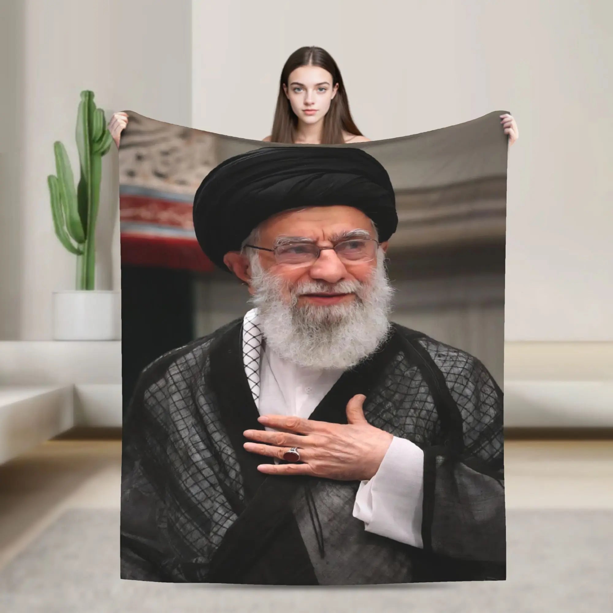 Ayatollah Sayyed Ali Khamenei Iranian Leader Blanket Aesthetic Throw Blanket Home Decor Flannel Bedspread Sofa Bed Cover