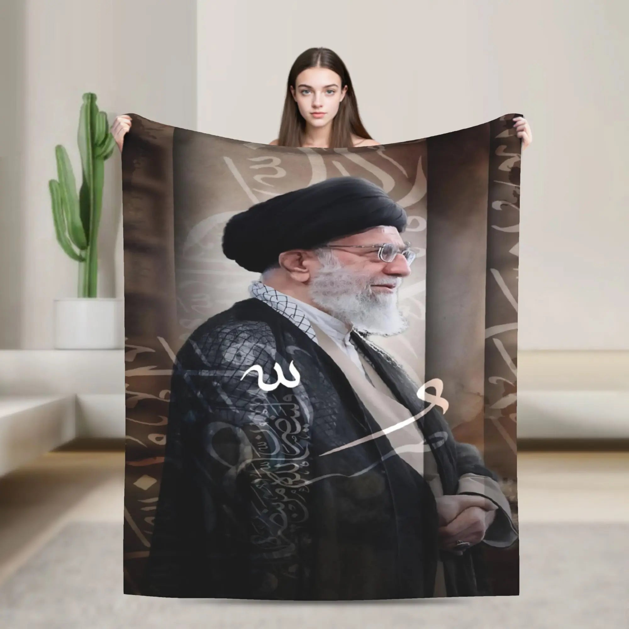 Soft Warm Blanket Ayatollah Sayyed Ali Khamenei Iranian Leader Throw Blanket  Flannel Bedspread For Couch Chair Sofa Bed Cover