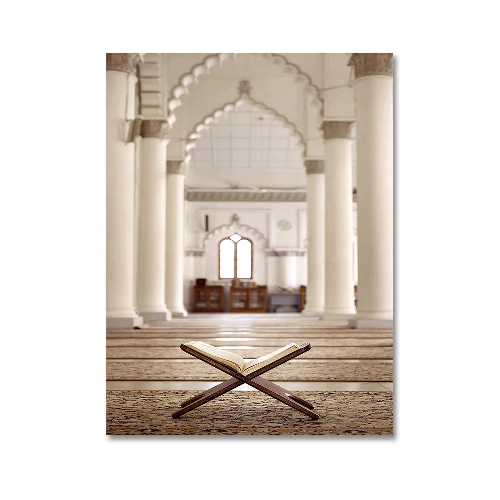 Islamic Beige Landscape Art Poster Prints Mosque Morocco Wall Canvas Painting Bohemia Picture for Living Room Home Decoration