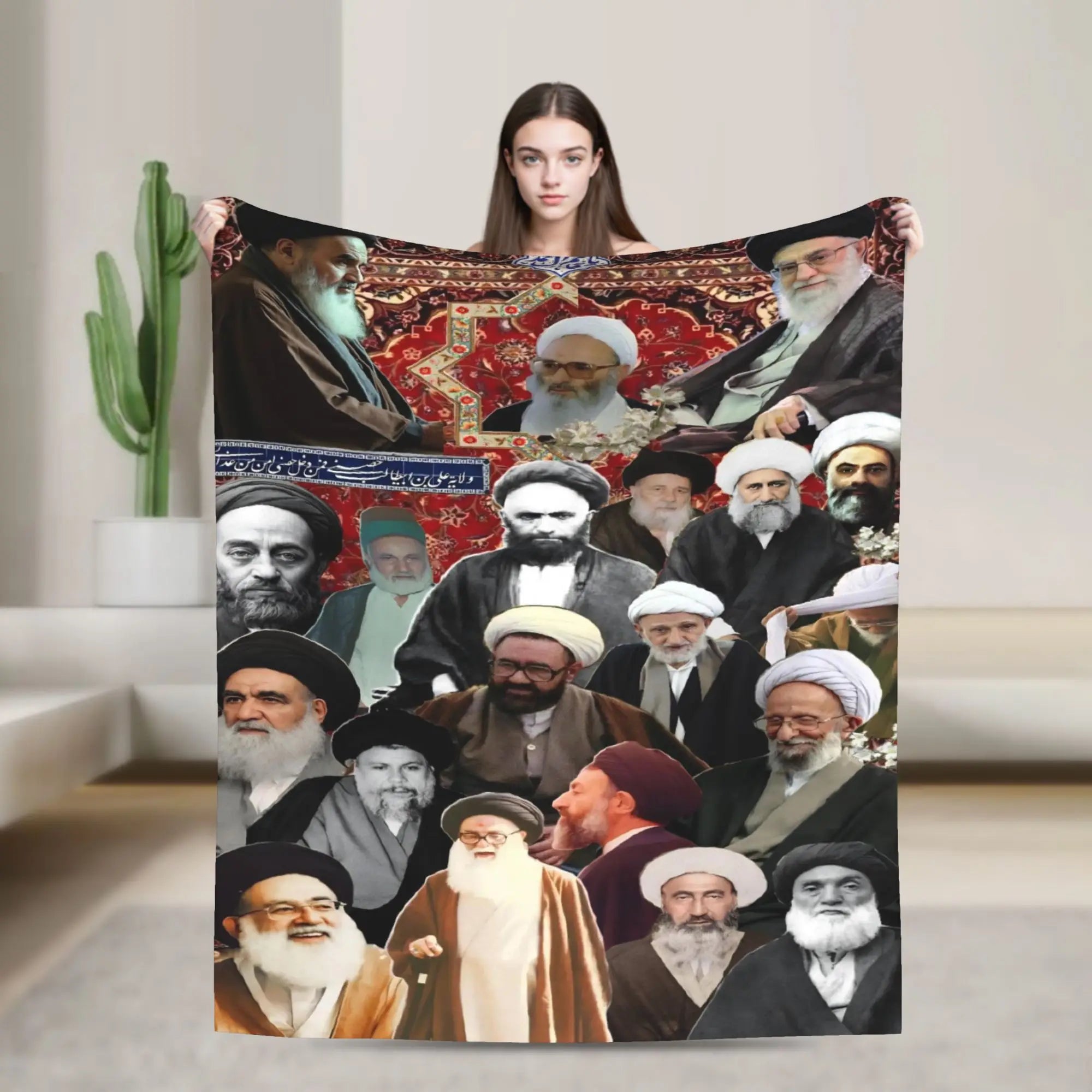 Soft Warm Blanket Ayatollah Sayyed Ali Khamenei Iranian Leader Throw Blanket  Flannel Bedspread For Couch Chair Sofa Bed Cover