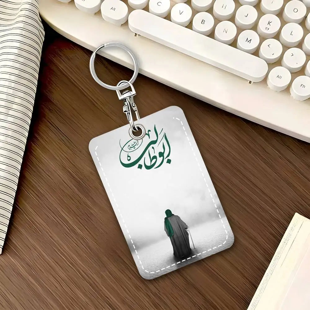 1pc Imam Hussain Ali Card Case Keychain Access Card Bag Key Tag Ring Lanyard