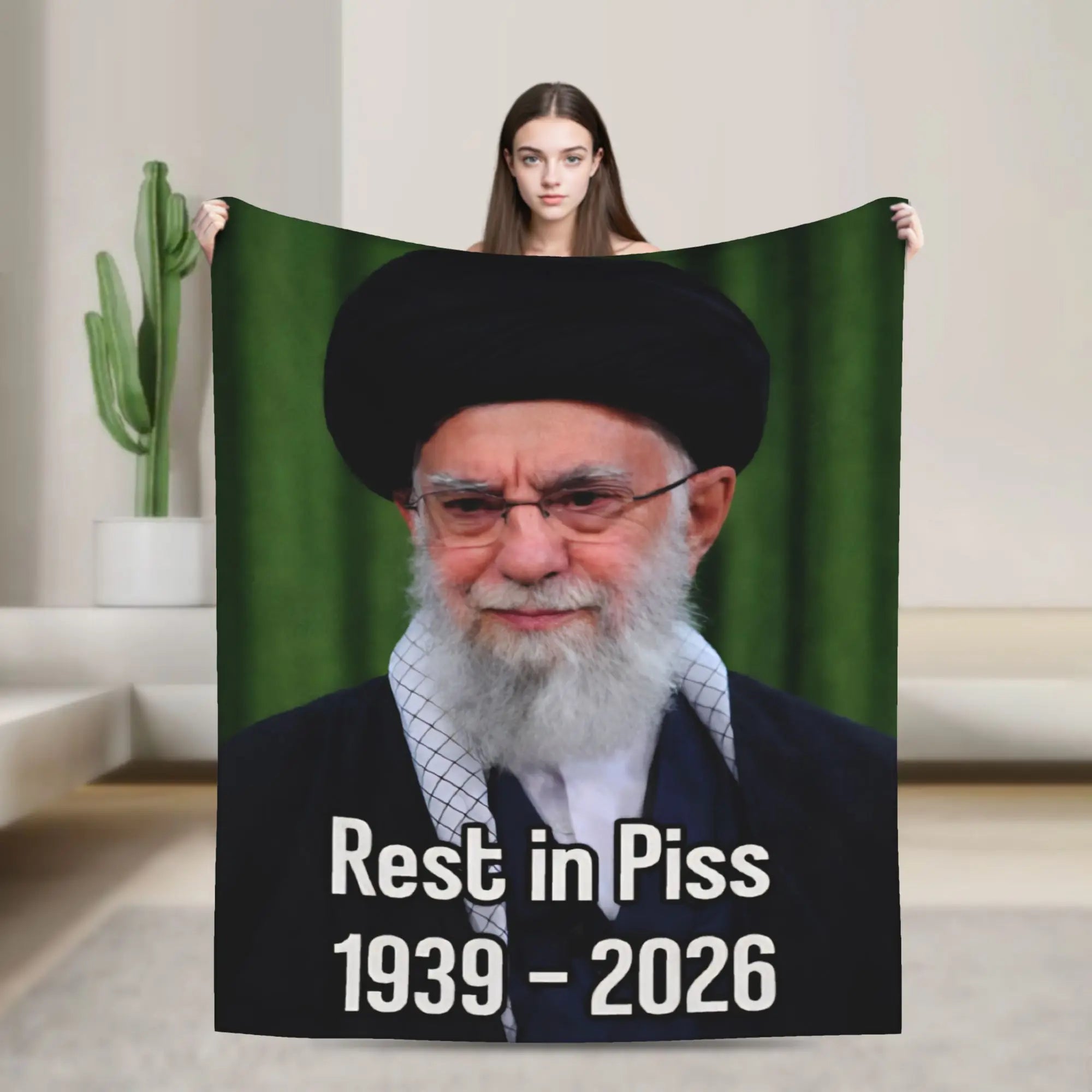 Soft Warm Blanket Ayatollah Sayyed Ali Khamenei Iranian Leader Throw Blanket  Flannel Bedspread For Couch Chair Sofa Bed Cover