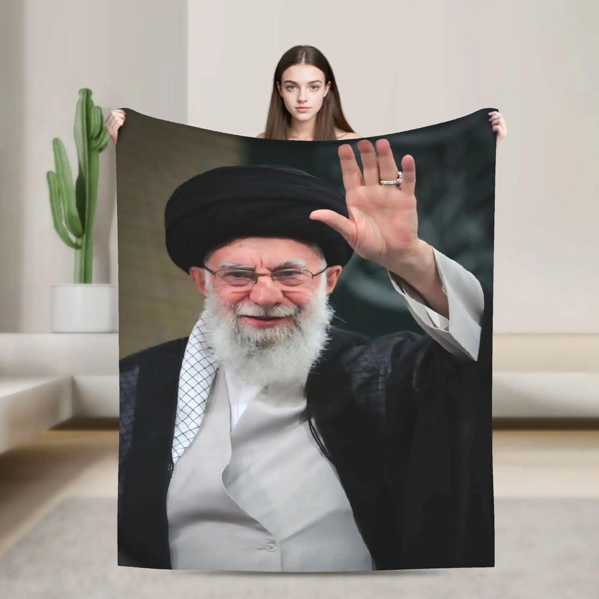 Soft Warm Blanket Ayatollah Sayyed Ali Khamenei Iranian Leader Throw Blanket  Flannel Bedspread For Couch Chair Sofa Bed Cover