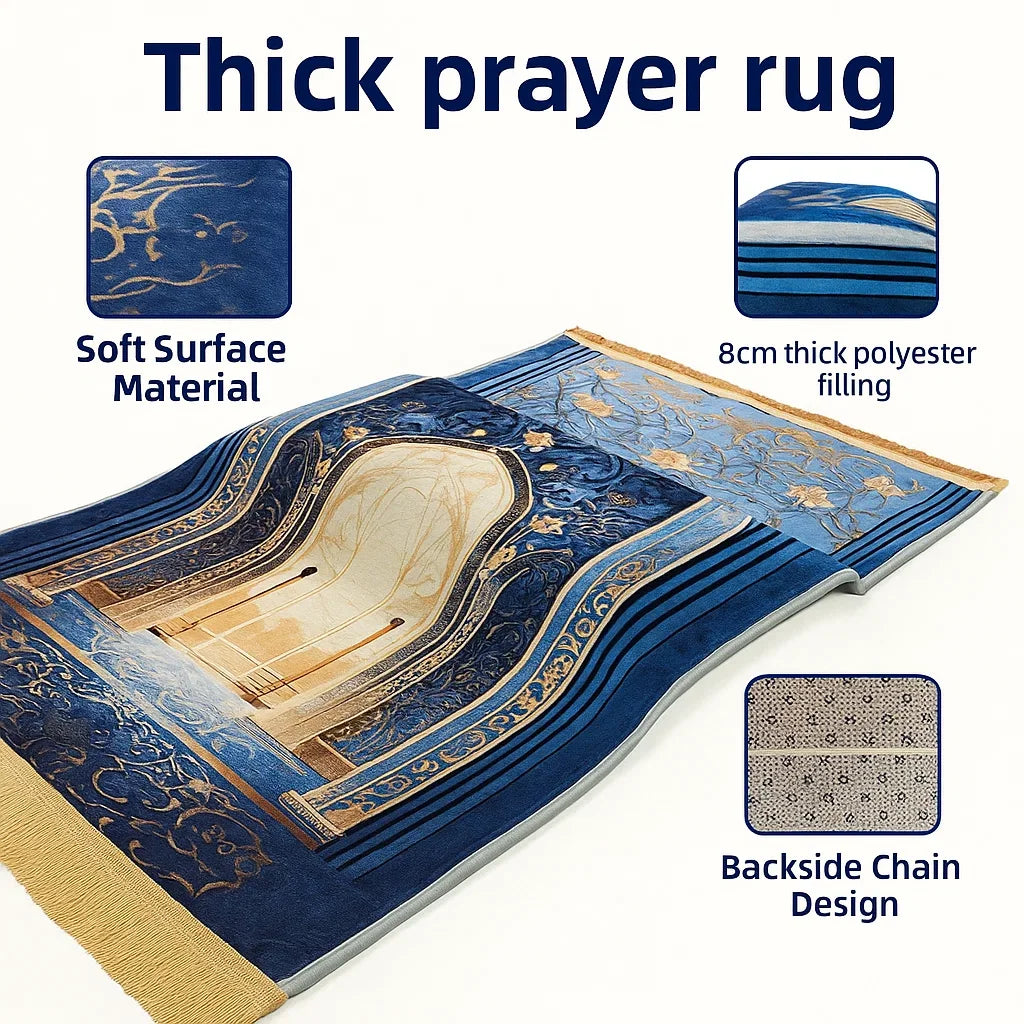 Prayer Rug Living Room Prayer Mat 70*110cm Muslim Islamic Prayer Rug, Carpet Mat, Kneeling Poly Mat with Vintage Pattern, Tassel