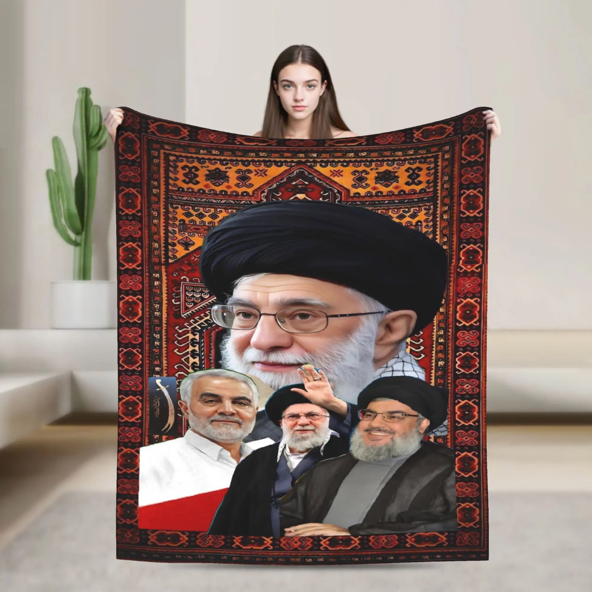 Ayatollah Sayyed Ali Khamenei Iranian Leader Blanket Aesthetic Throw Blanket Home Decor Flannel Bedspread Sofa Bed Cover