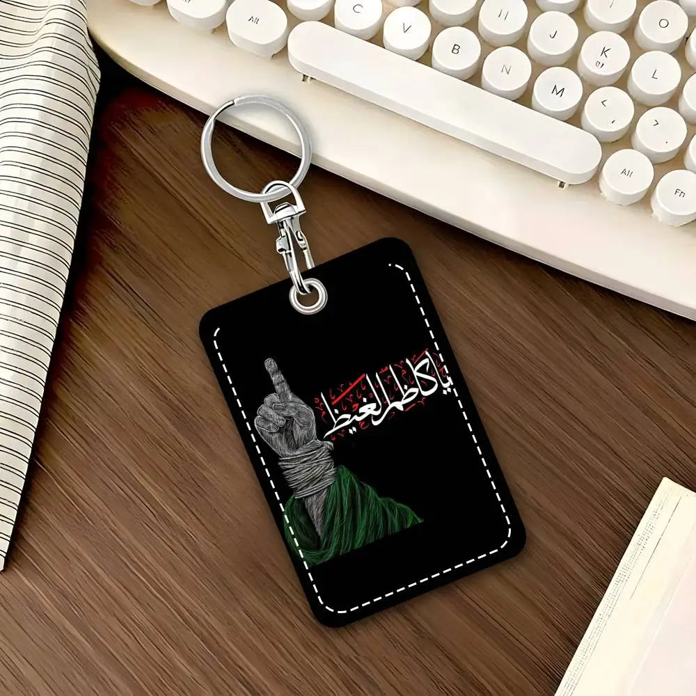 1pc Imam Hussain Ali Card Case Keychain Access Card Bag Key Tag Ring Lanyard