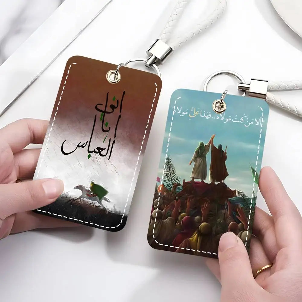 1pc Imam Hussain Ali Card Case Keychain Access Card Bag Key Tag Ring Lanyard