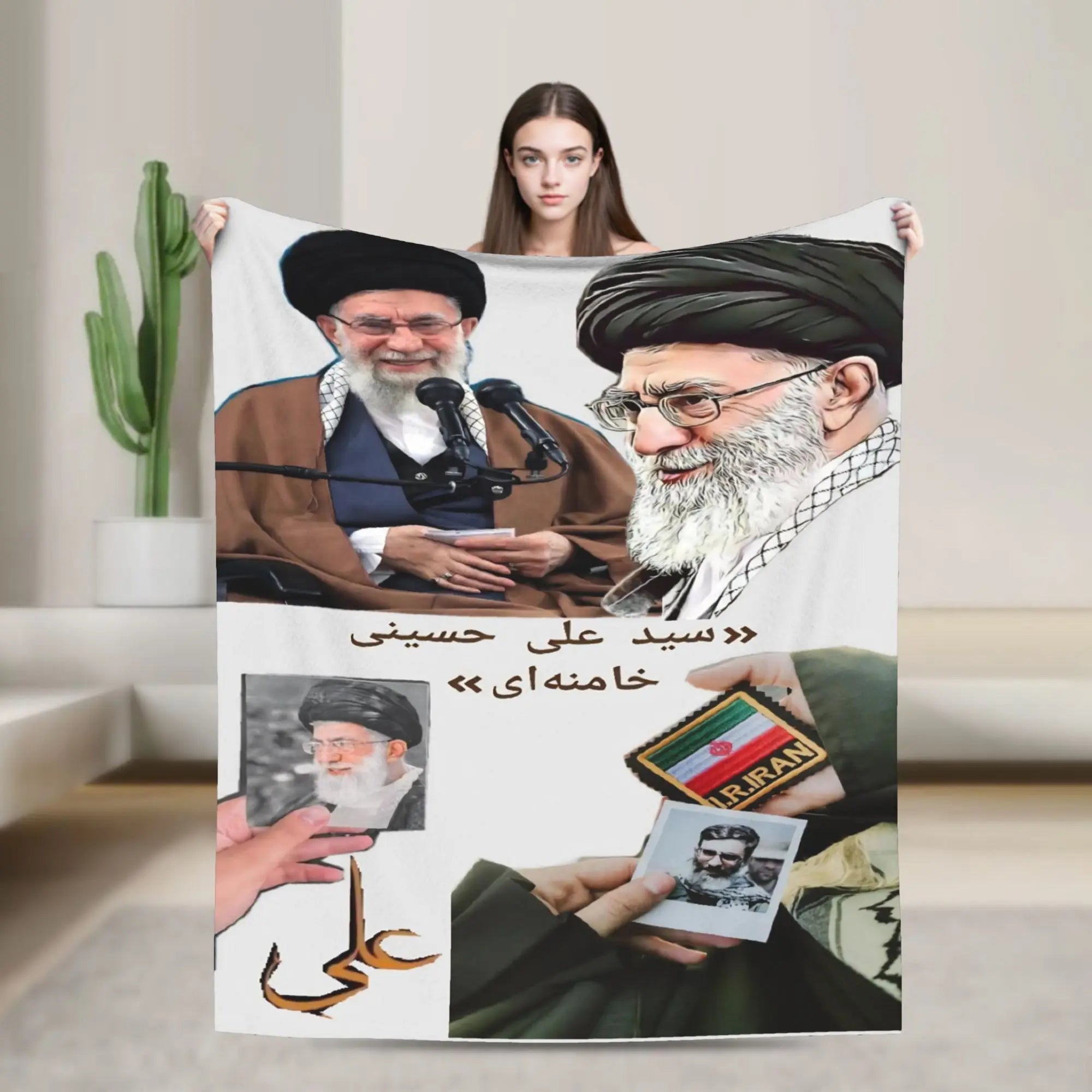 Soft Warm Blanket Ayatollah Sayyed Ali Khamenei Iranian Leader Throw Blanket  Flannel Bedspread For Couch Chair Sofa Bed Cover