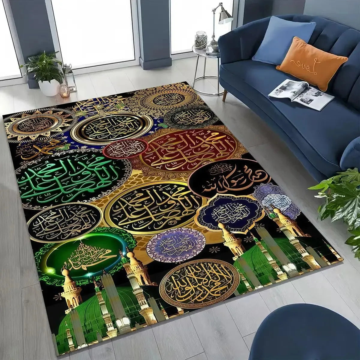 Mosque Islam Prayer Muslim Calligraphy Rug for Bedroom Living Room Sofa Home Doormat Decor Bedroom Decor Rug Home Mat