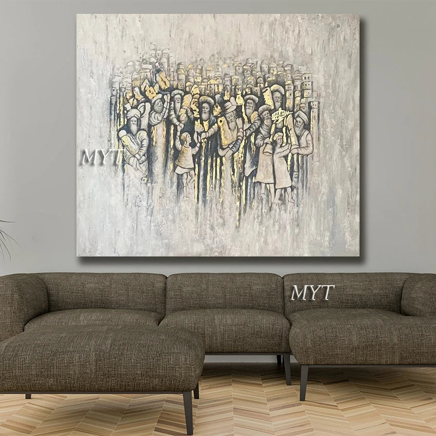 High Quality Handpainted Oil Painting on Canvas - Nice Jewish Wall Picture Art Unframed Home Decor
